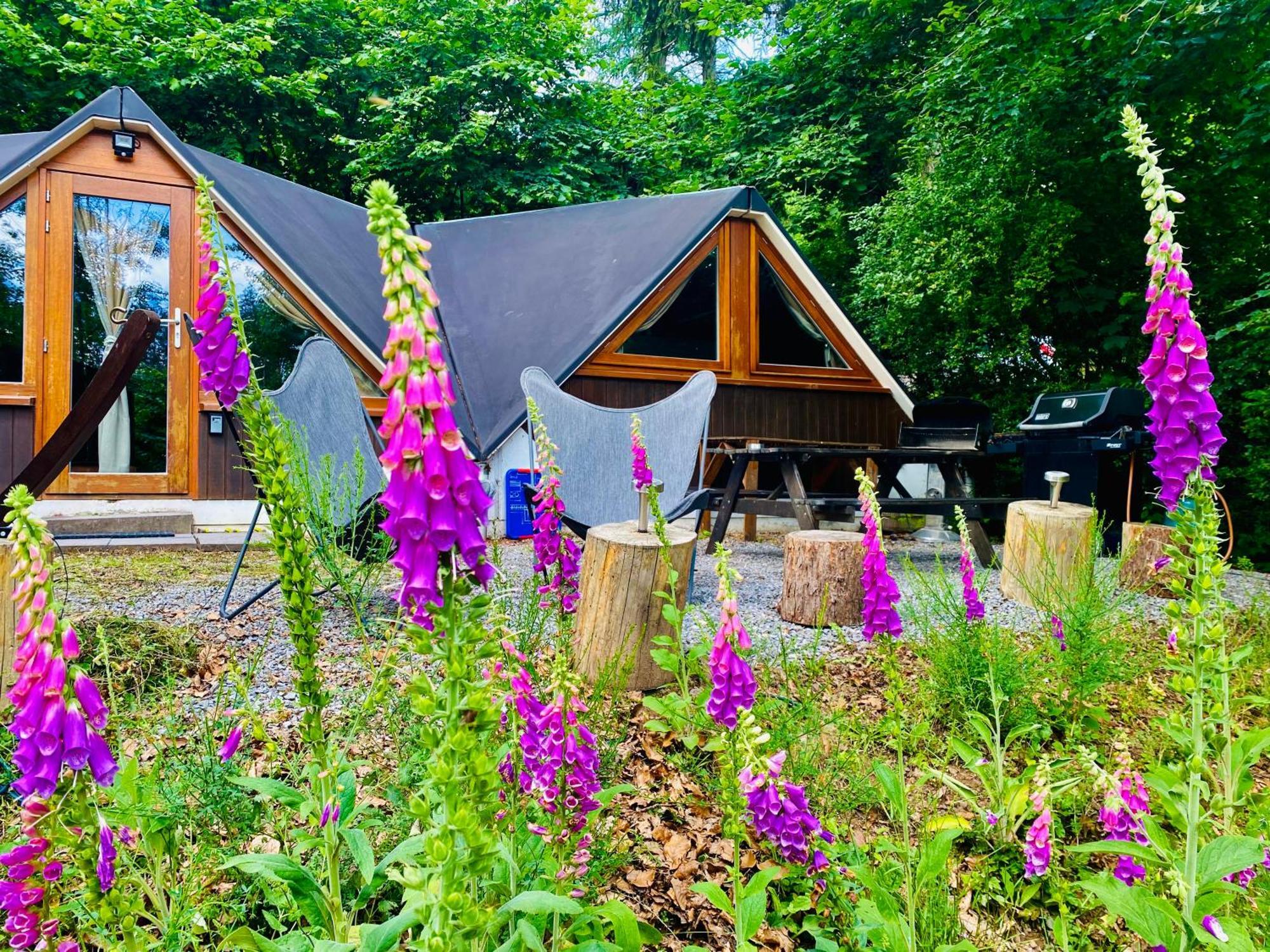 Chalet Tropical Avec Bain A Bulles - In The Woods Gesves Екстер'єр фото